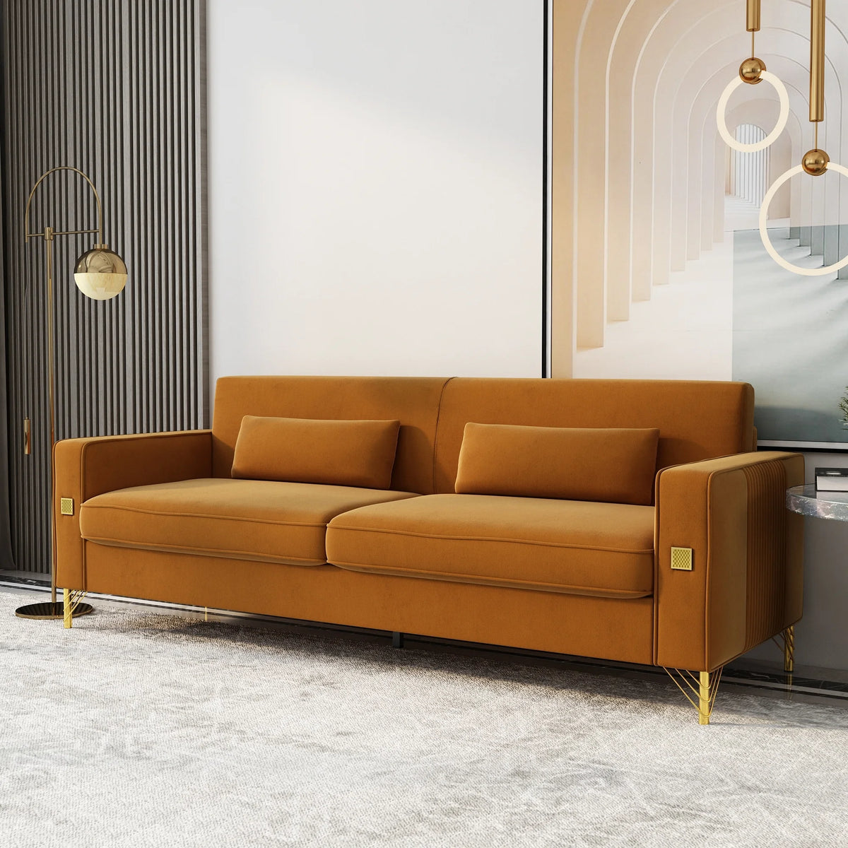 Black Velvet Loveseat with Metal Legs H298
