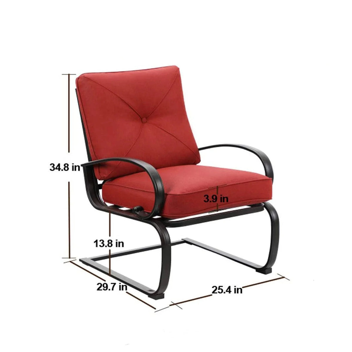 Black & Red 3-Piece Outdoor Patio Set with 2 Rocking Chairs and Bistro Table P723