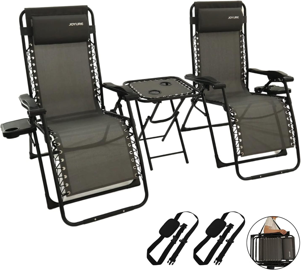 Set of 2 Brown Folding Recliner Chairs with Carry Strap Y781196