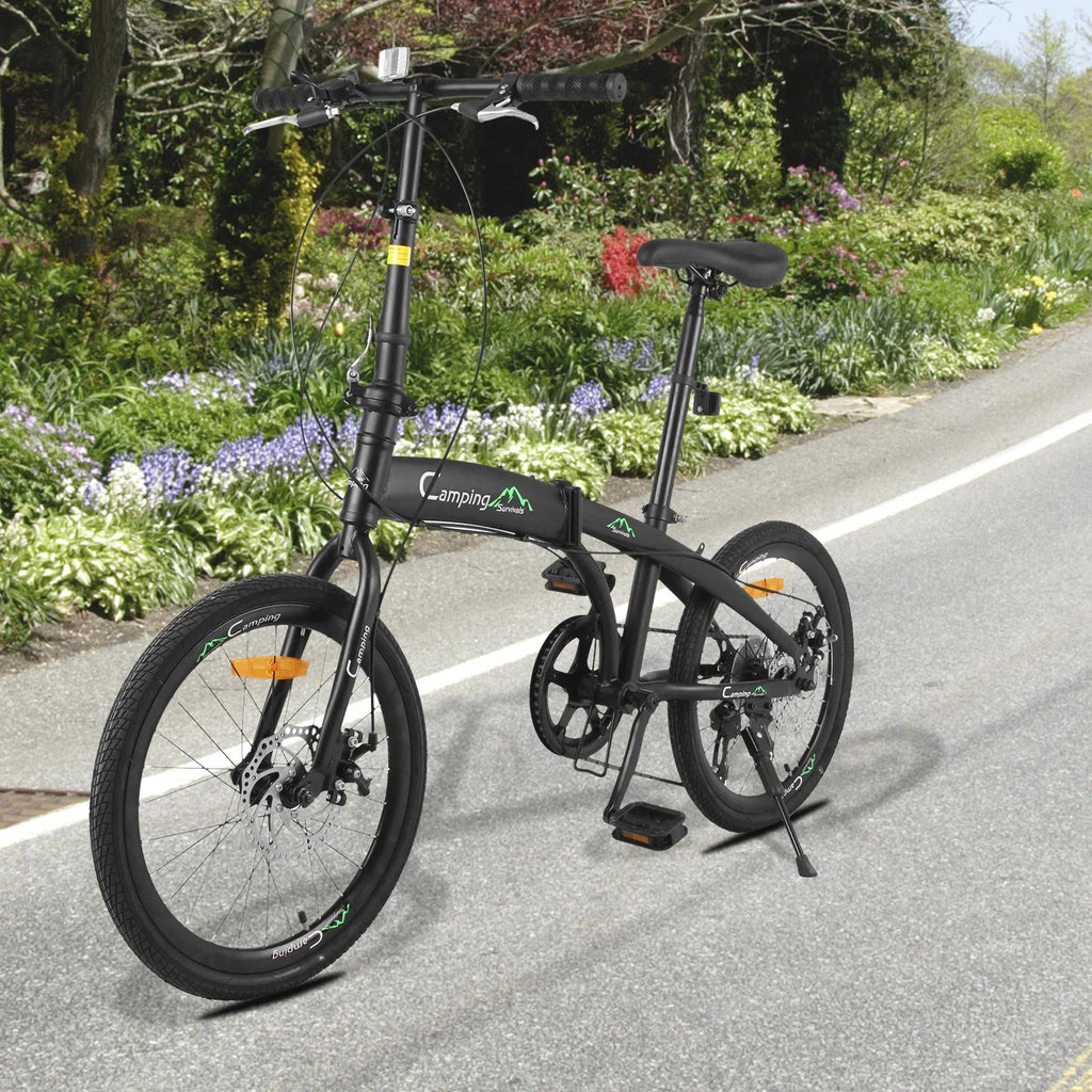 20 Folding Bike, 7 Speed Lightweight City Commuter Bicycle, Black G688