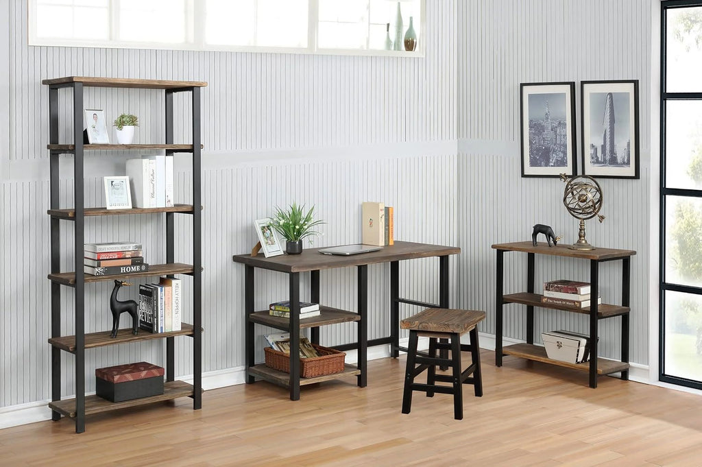 31" Tall 2-Tier Solid Wood And Metal Bookcase I848909