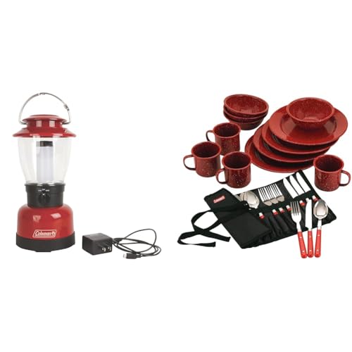Coleman Classic Rechargeable 400 Lumens LED Lantern, Water-Resistant Lantern with USB Charging Port and Carry Handle N6033