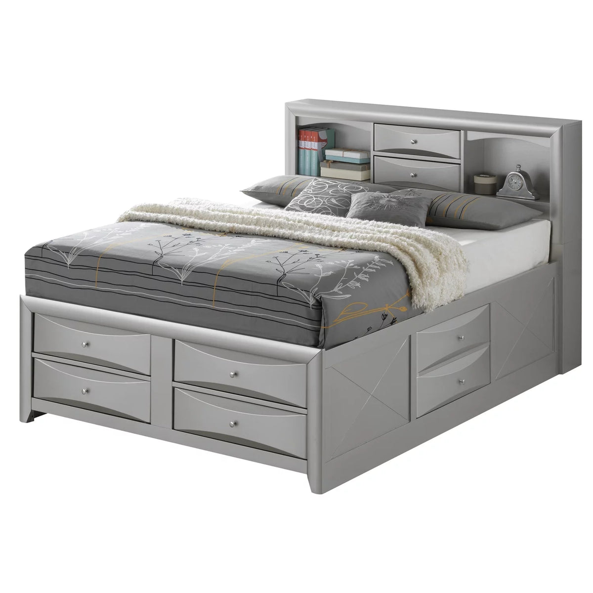 Queen Storage Bed Silver Champagne K6373