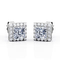 Double Prong 0.43 Carat Princess Cut Diamond Halo Stud Earrings in 10K White Gold N978718