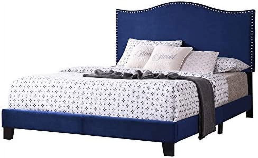 Blue Velvet King Size Upholstered Panel Bed S326