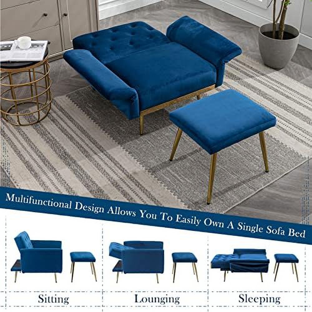 Velvet Accent Chair with Ottoman L6503
