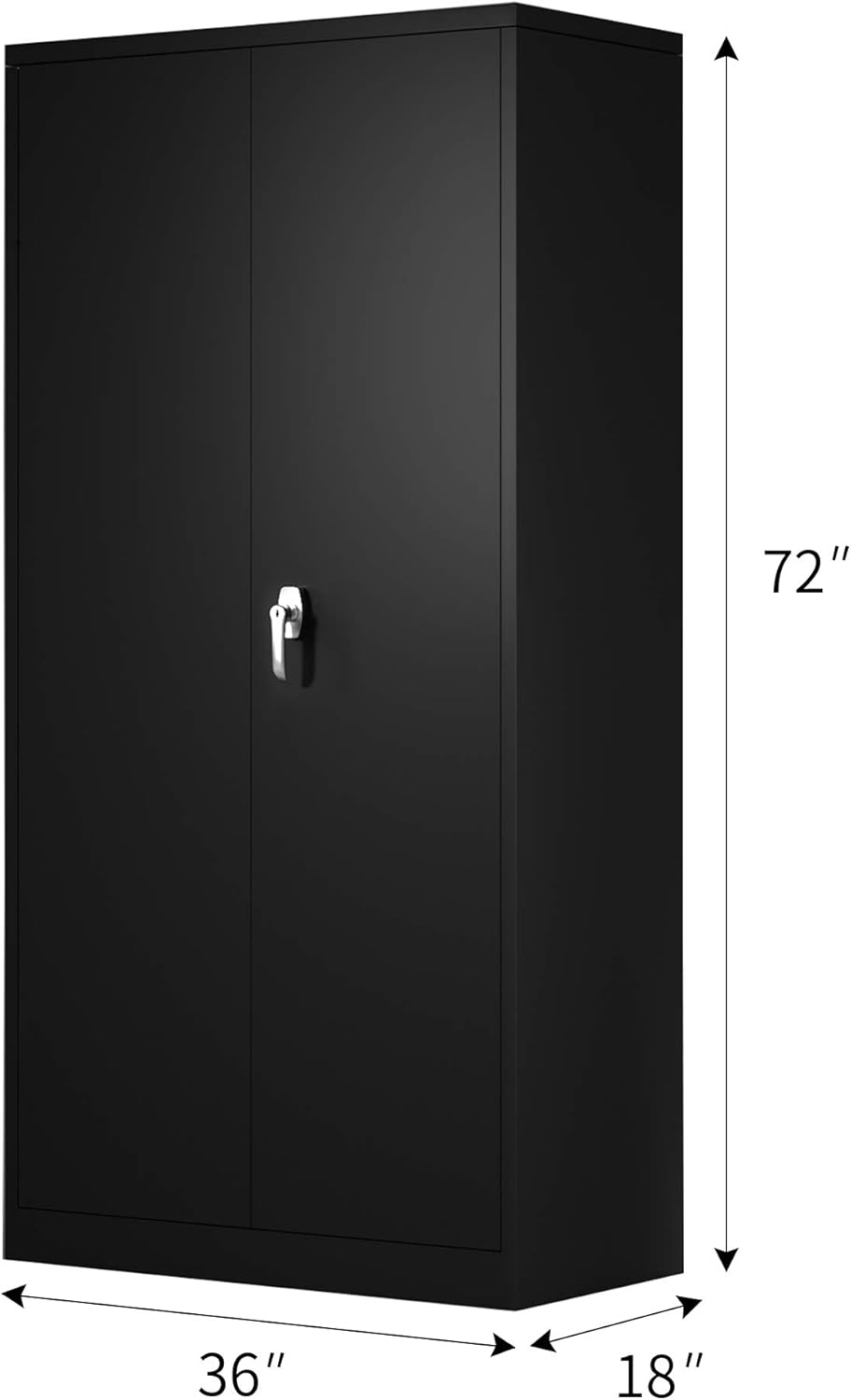 Black 70.8 H Metal Storage Cabinet with 4 Adjustable Shelf and 2 Locking Doors W764092