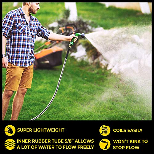 100 Ft Stainless Steel Garden Hose with Nozzle W945361
