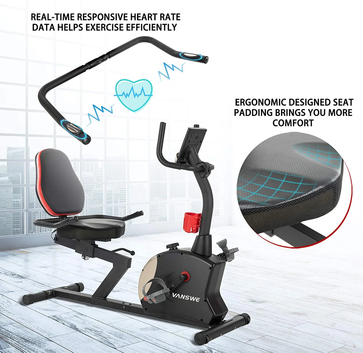 Recumbent Exercise Bike 400 lbs. Magnetic Resistance T90123