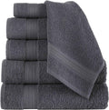 6 Piece Towel Set, 2 Bath Towels 2 Hand Towels 2 Washcloths, Grey T42527