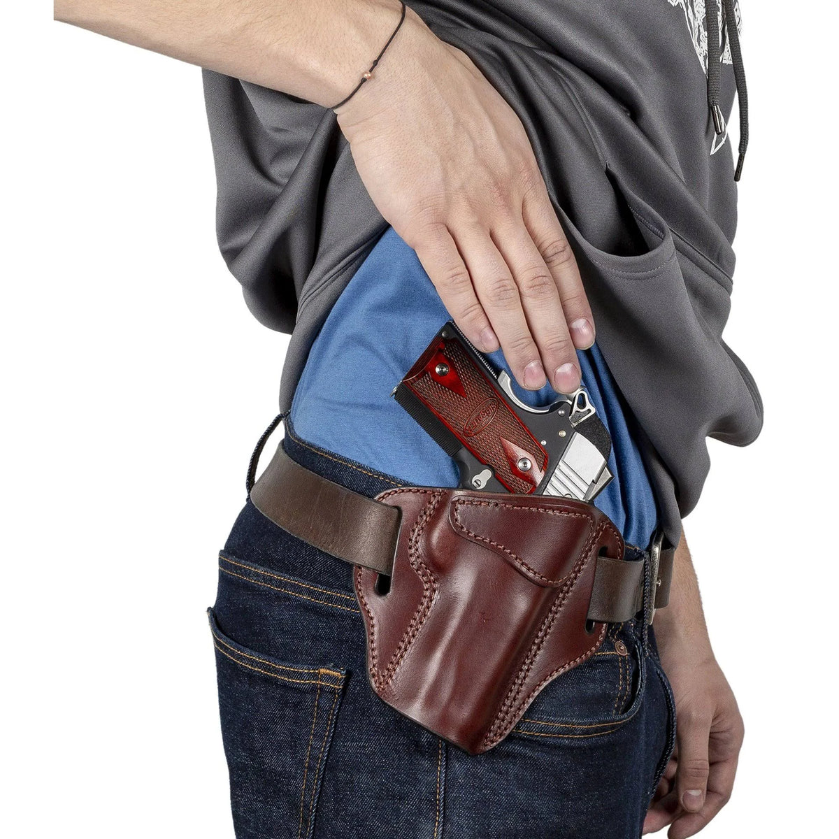 Brown Leather OWB Gun Holster M66118