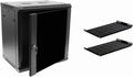 12U Wallmount Cabinet Enclosure 19-Inch Server Network Rack with Locking Glass Door Black with Shelves U641211