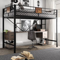 Metal Twin Size Loft Bed Frame with Stairs & Full-Length Guardrail S69130