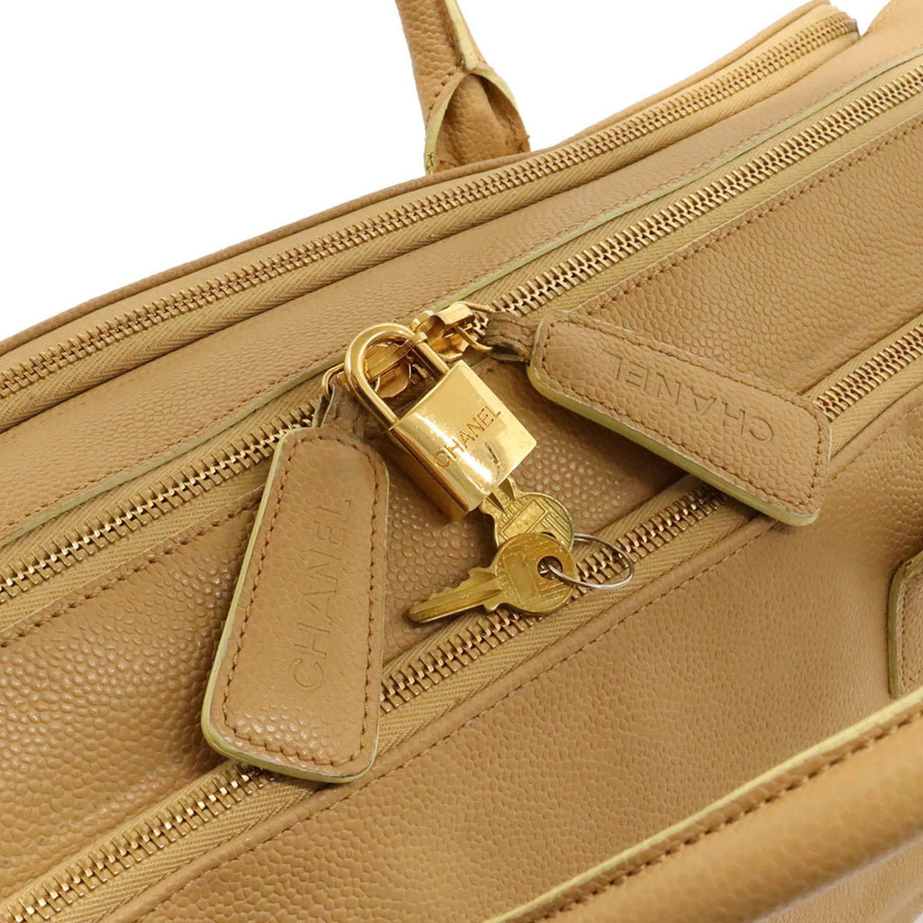 Pre-Owned Beige Caviar Skin Tote Bag B9588