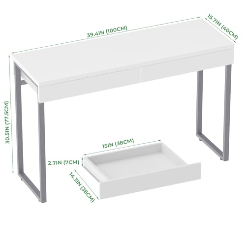 White Vanity Desk with 2 Drawers V379