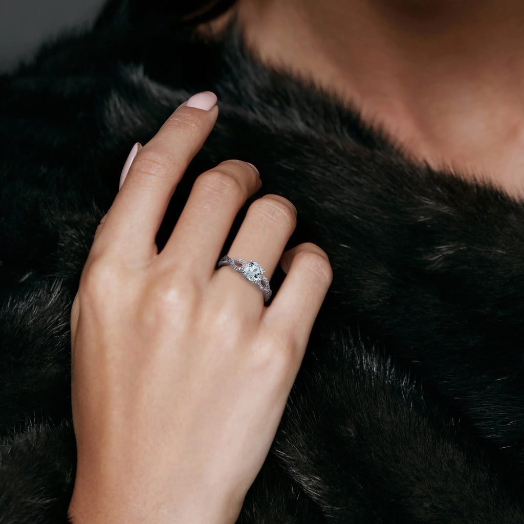 10kt White Gold Aquamarine Diamond Engagement Ring P336867