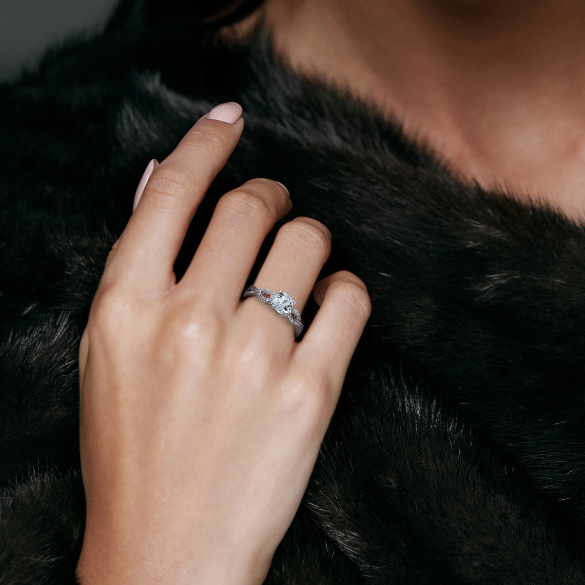 10kt White Gold Aquamarine Diamond Engagement Ring P336867