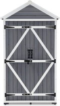 Outdoor Wood Storage Cabinet with Shelves and Latch U5273