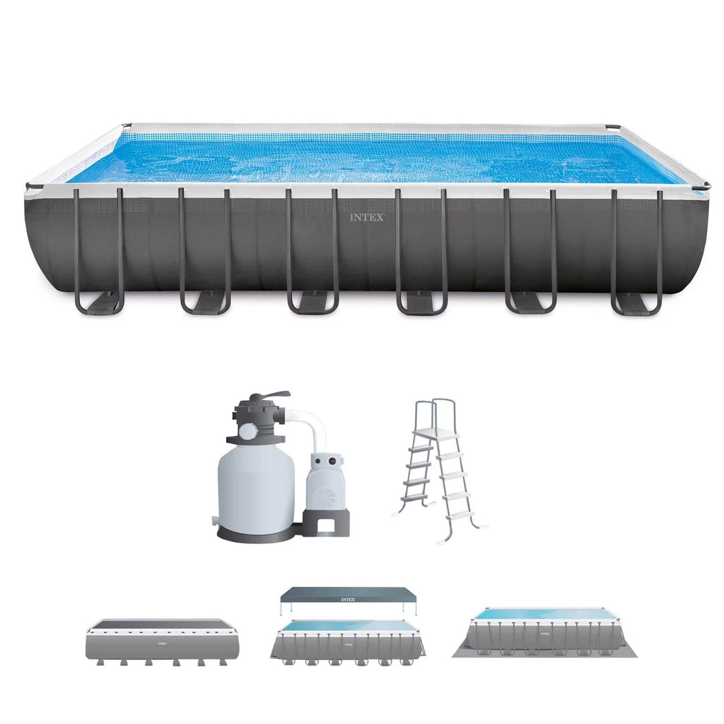 24' x 12' x 52 Rectangular Frame Swimming Pool with Pump W669