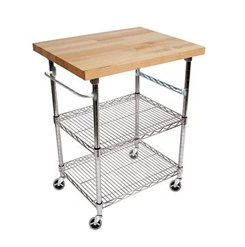 3 Tier Gourmet Cart with Maple Butcher Block Top X359198