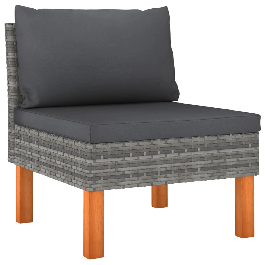 6 Piece Patio Set with Cushions Poly Rattan Gray R946840