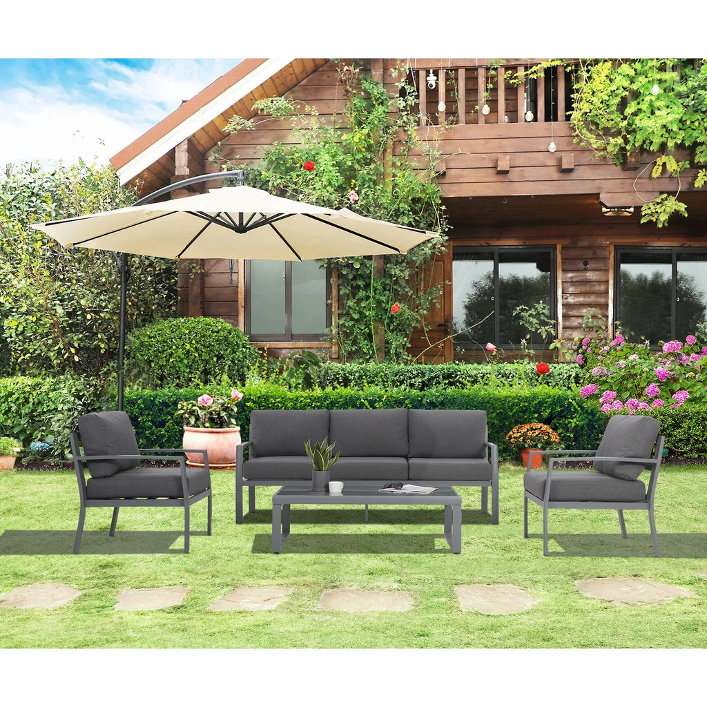 4 Piece Metal Patio Furniture Set with Cushions U18797