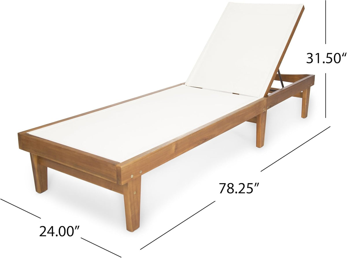 Outdoor Mesh Chaise Lounge with Acacia Wood Frame T85502