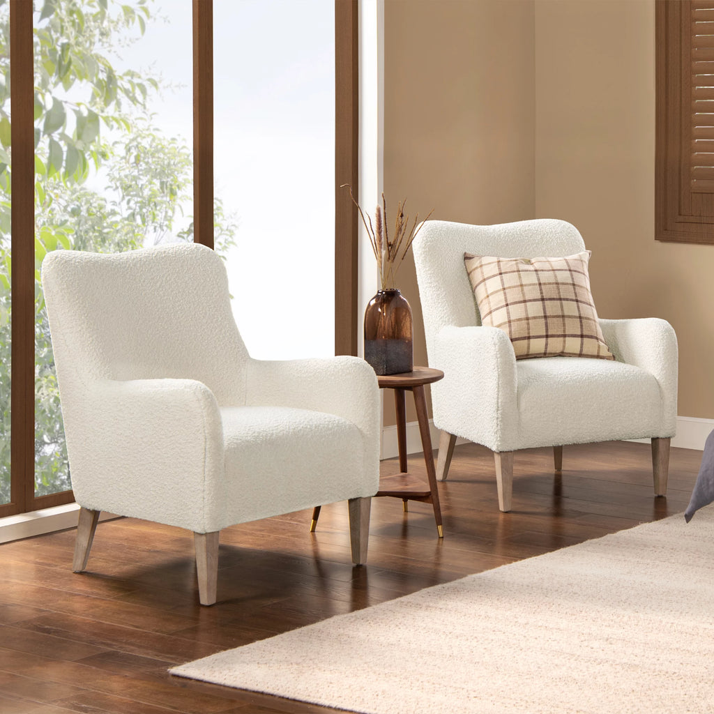 Ivory White Boucle Accent Chair C442