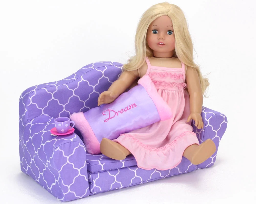 Plush Pull Out Couch/Double Bed for 18" Dolls P8381