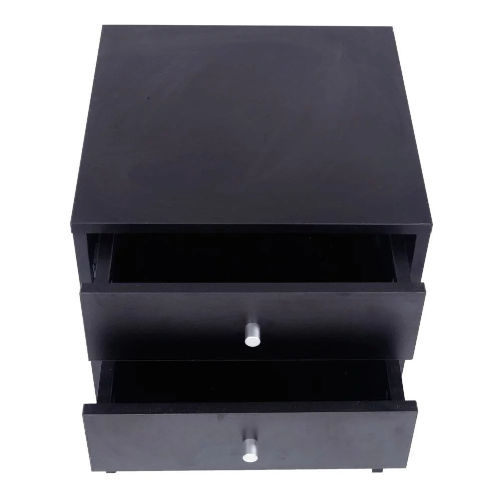 2 Drawer Black Wooden Nightstand I878
