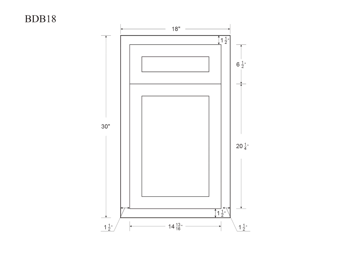 18 inch Wide Kitchen Base Cabinet Snow White Inset Shaker Single Door Single Drawer V177