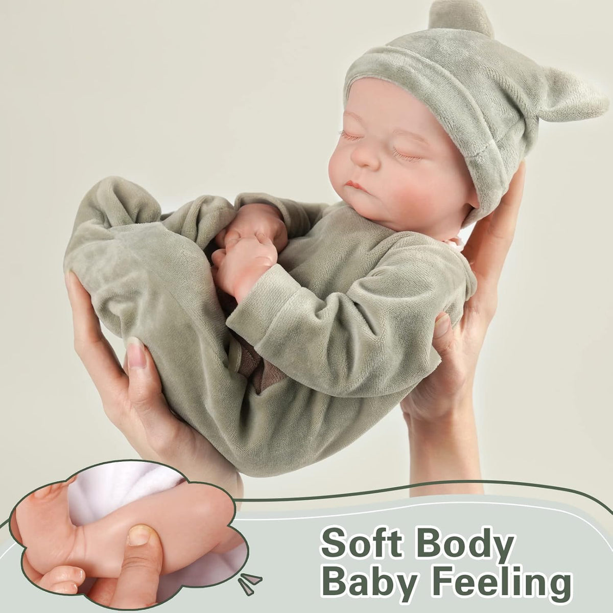 17-Inch Soft Cloth Body Realistic Newborn Sleeping Baby Doll B9761