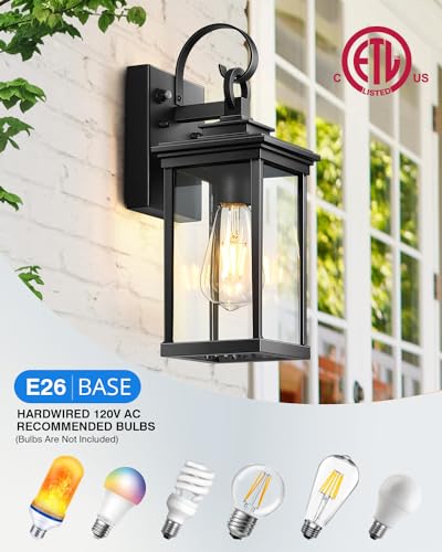 2 Pack Matte Black Outdoor Wall Lights J942