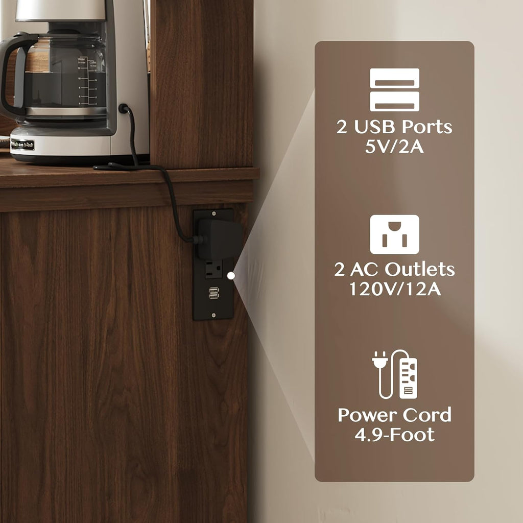 Walnut Coffee Bar Cabinet with Storage R716