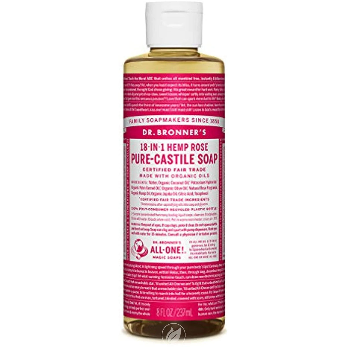 (2 Pack) Organic Castile Liquid Soap Rose 8 Ounce D34253