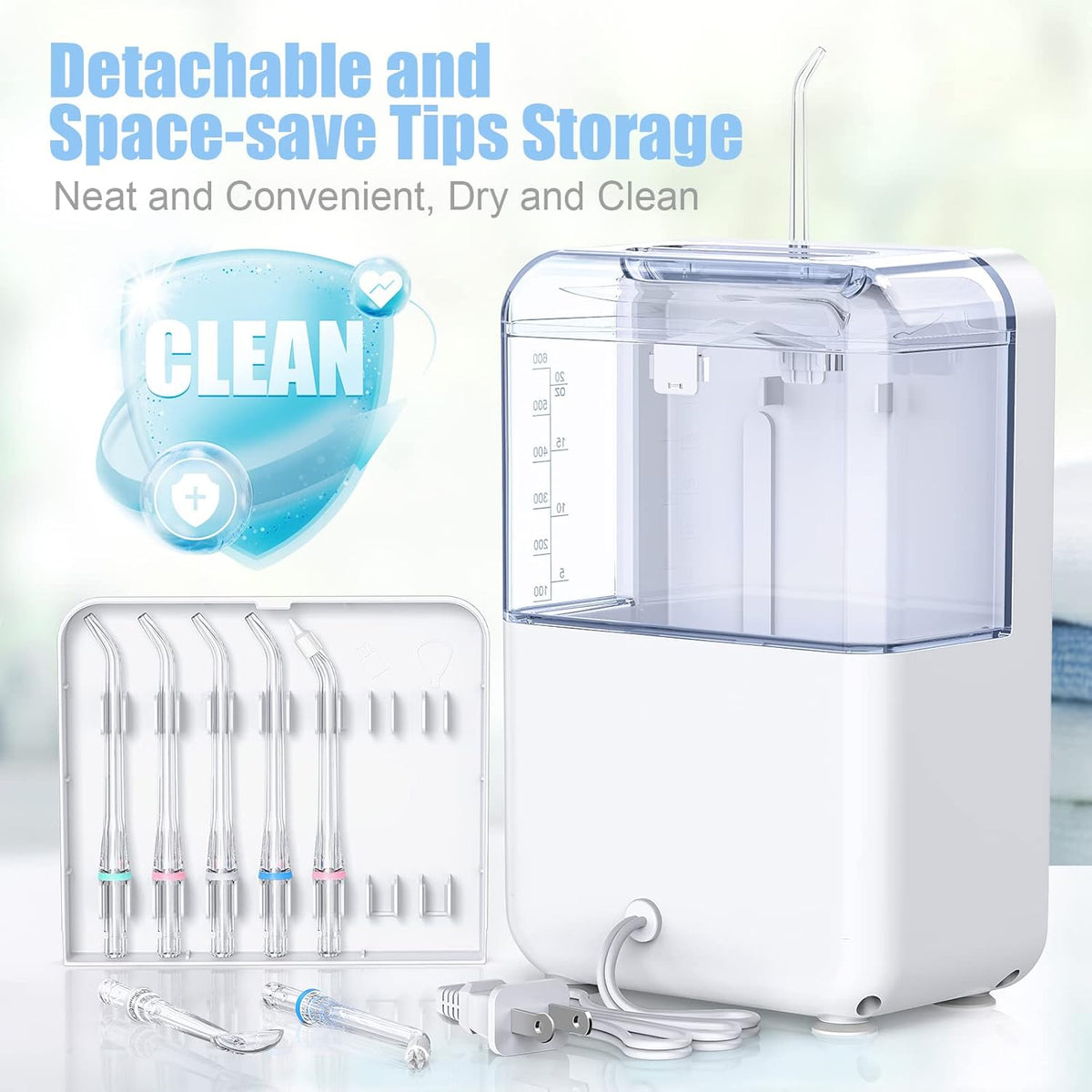 Water Flosser 600ML Oral Irrigator with 3 Flossing Modes, 10 Settings, 7 Tips, Pack of 2 R7193