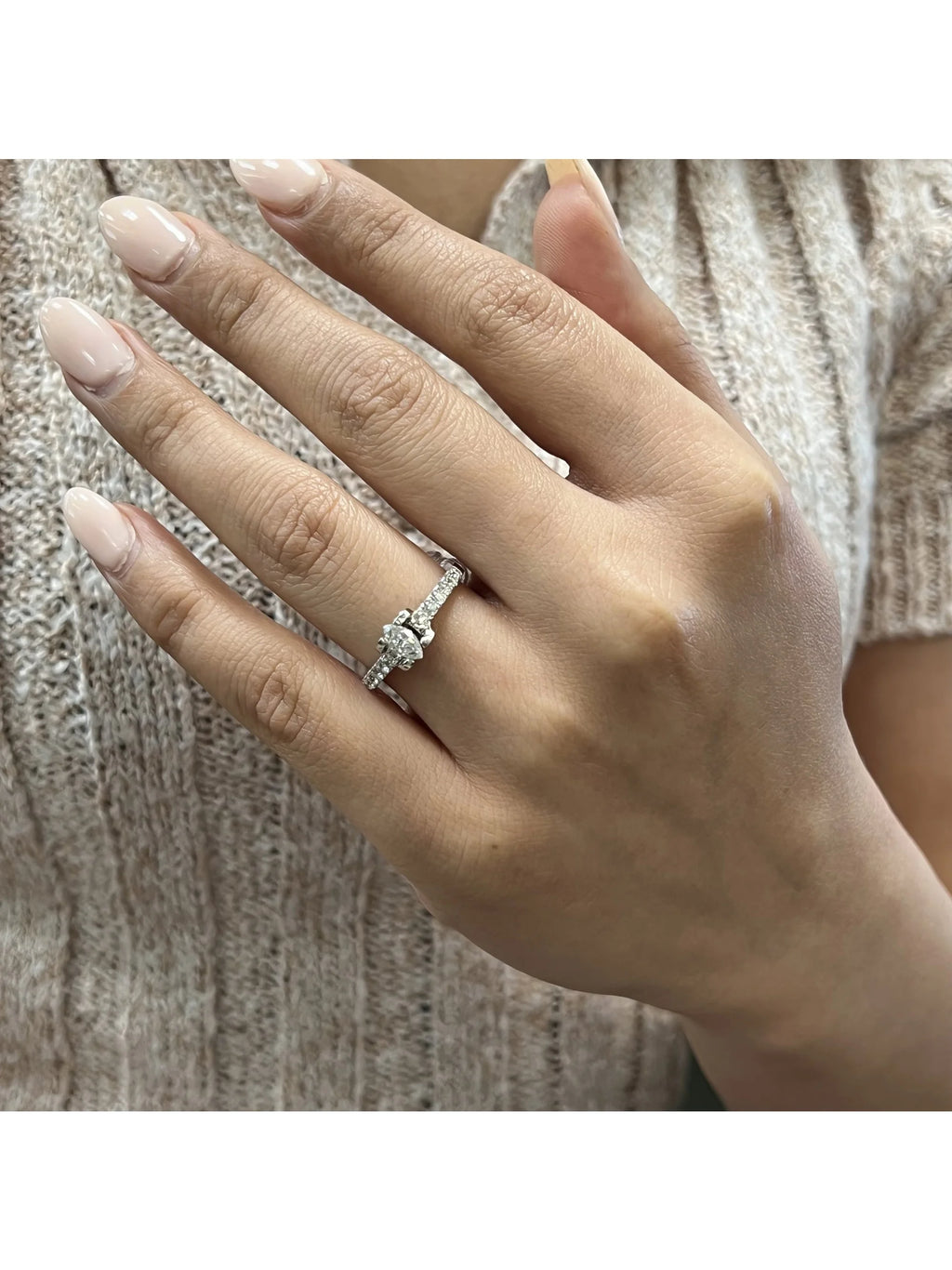 14K White Gold Diamond Accented Engagement Ring U273393