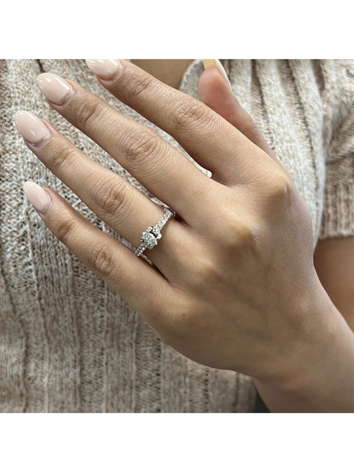 14K White Gold Diamond Accented Engagement Ring U273393