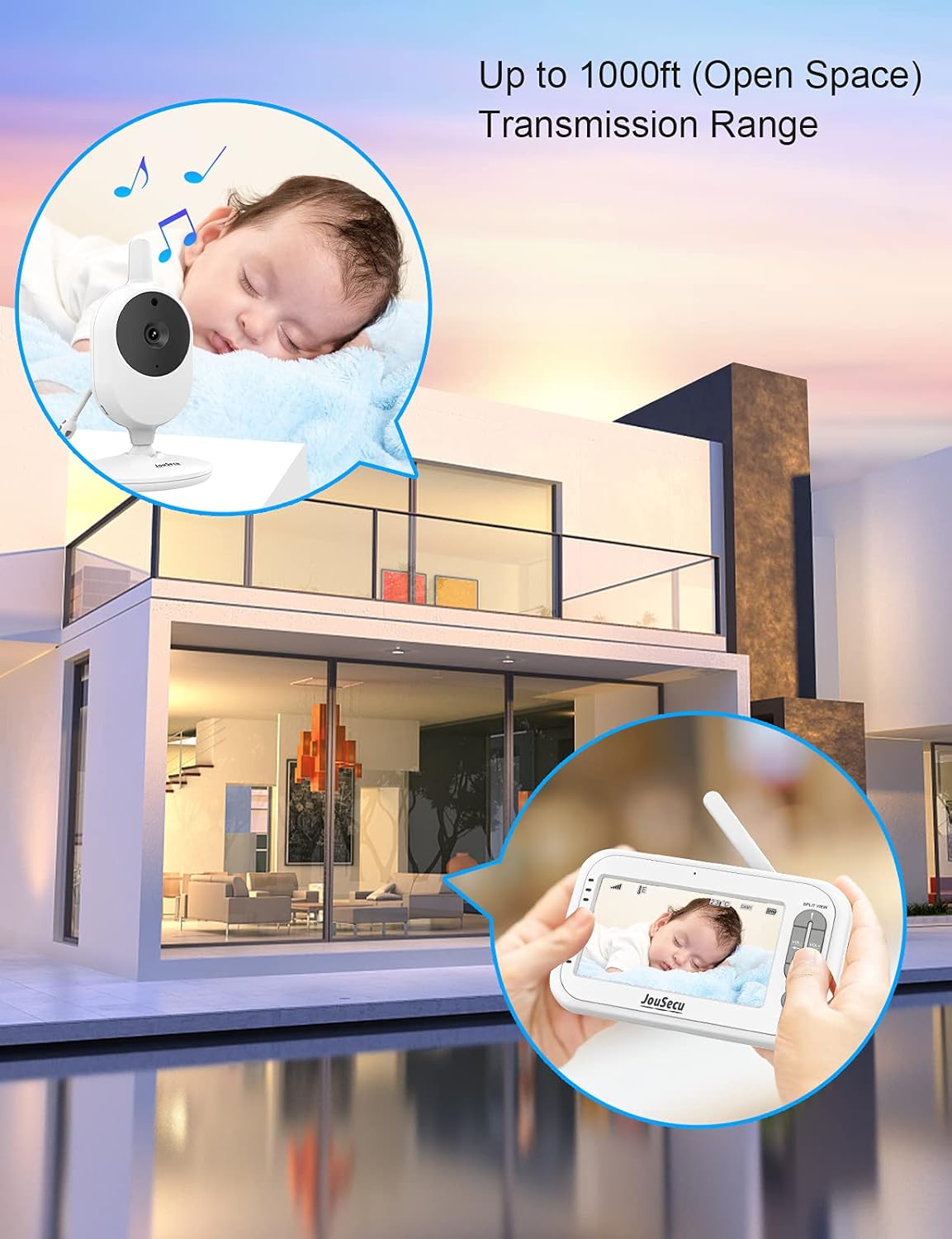 4.3 Inches LCD Split Screen Baby Monitor with Camera and Audio S514