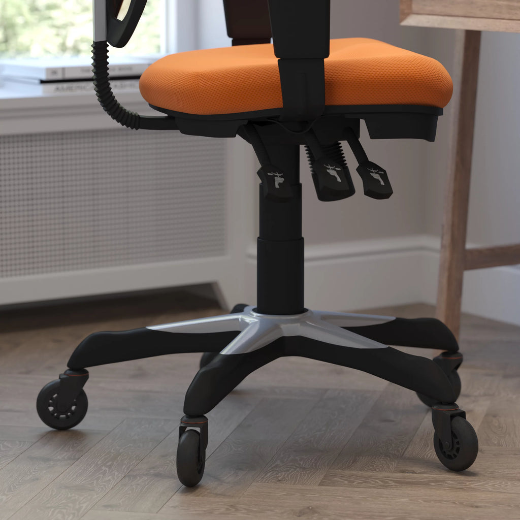 Orange Mesh Ergonomic Office Chair with Adjustable Arms E371