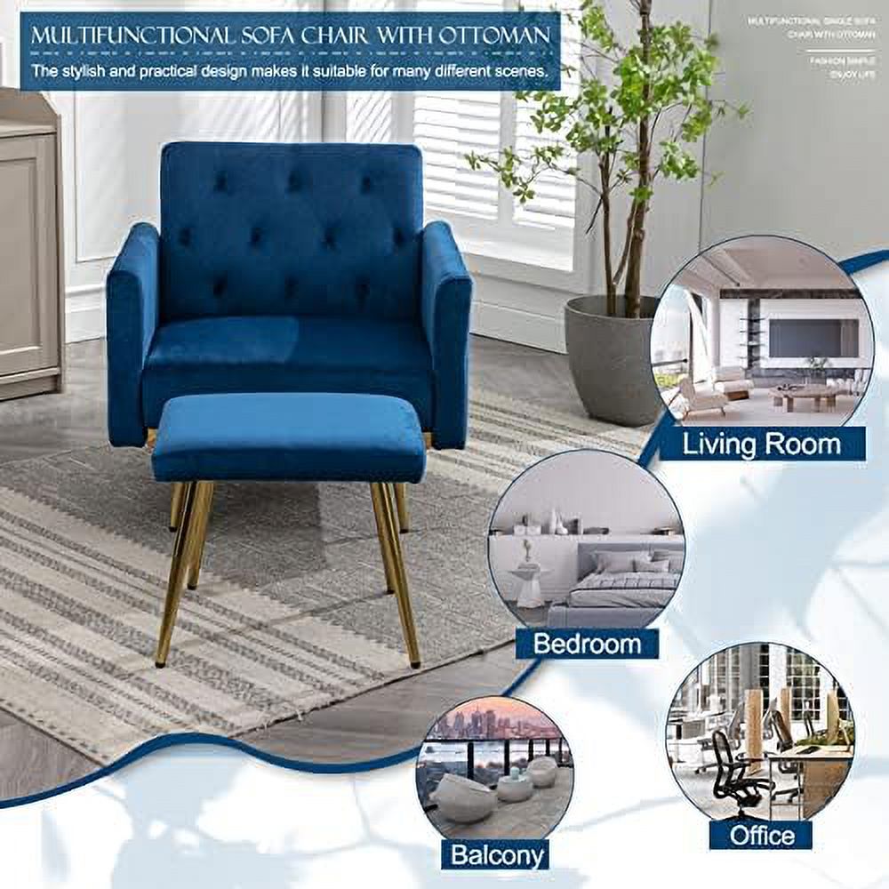 Velvet Accent Chair with Ottoman L6503