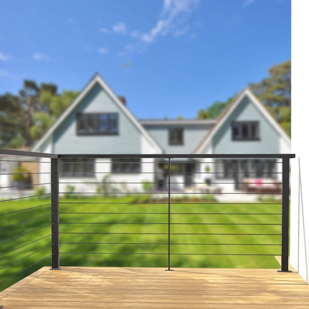 Black Stainless Steel Surface Mount Cable Railing Post 36"x2"x2" 2Pack H305472