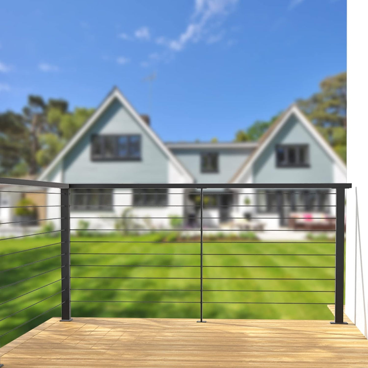 Black Stainless Steel Surface Mount Cable Railing Post 36"x2"x2" 2Pack H305472