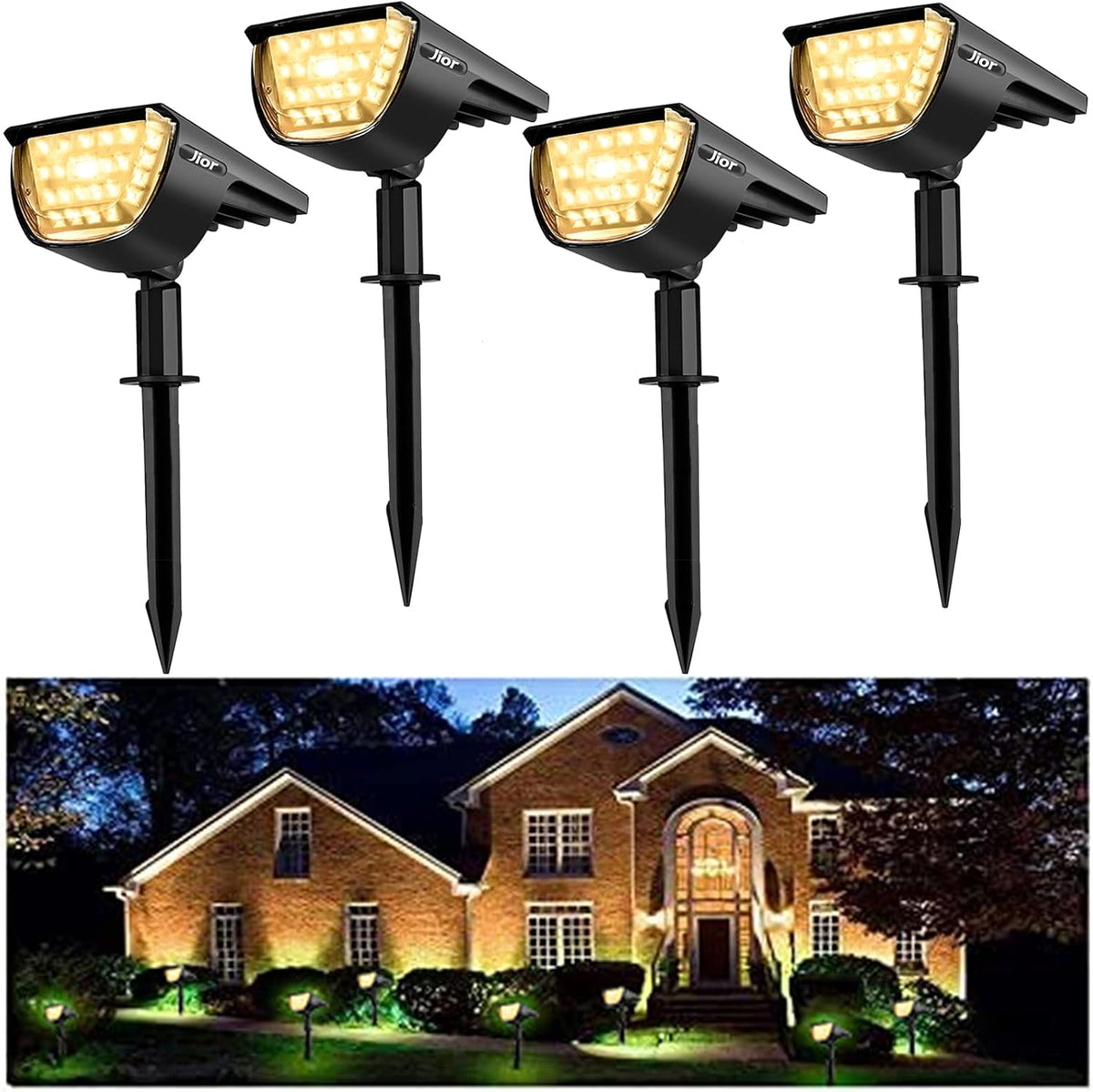32 LED IP65 Waterproof Solar Powered Wall Lights 4 Pack (Warm White) J5505