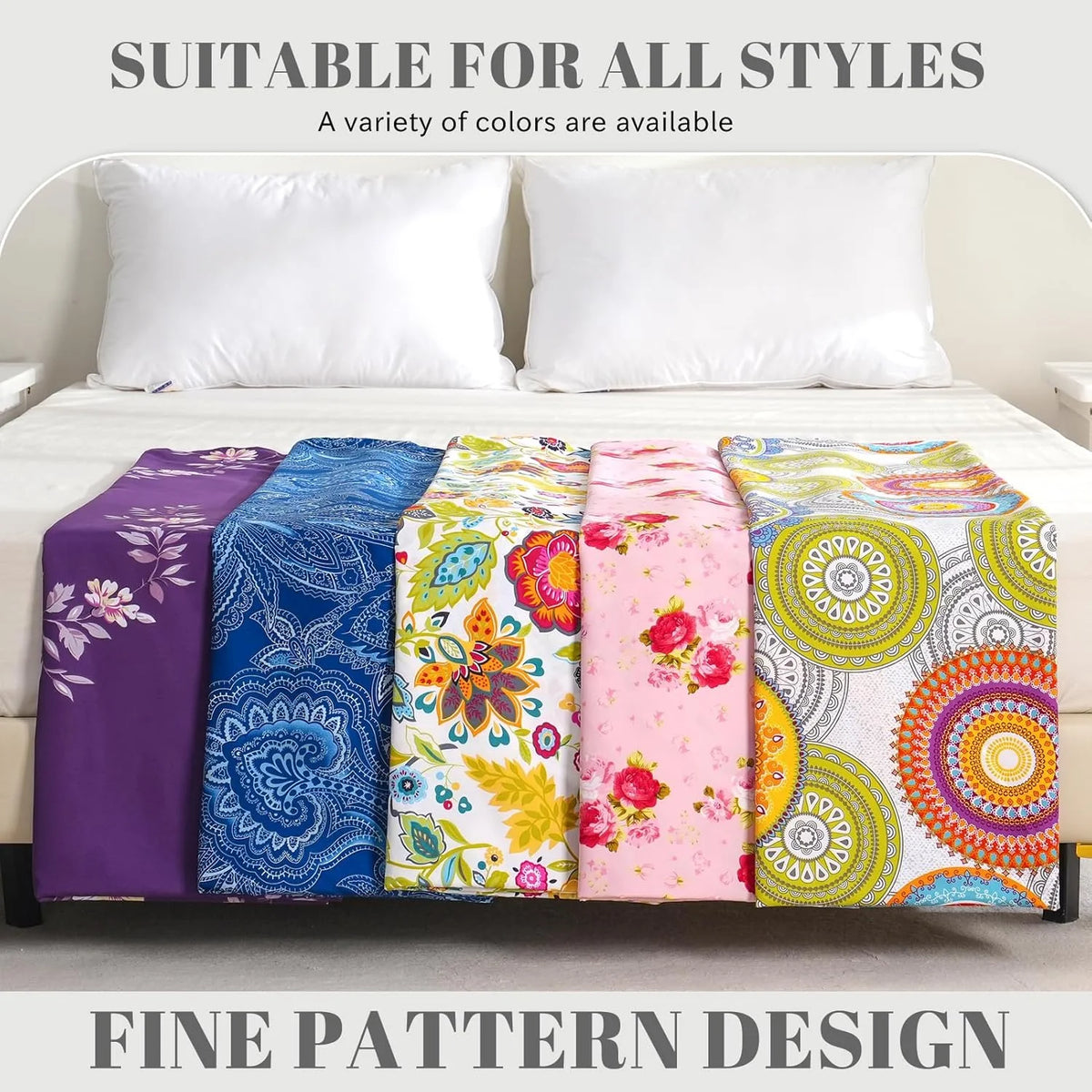 Queen Size 4 Piece Microfiber Floral Bed Sheets H291373