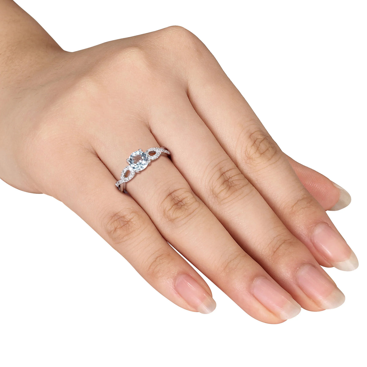 10kt White Gold Aquamarine Diamond Engagement Ring P336867