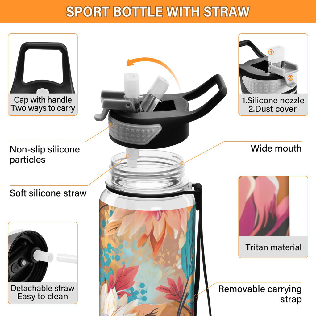 Blue and Pink 32oz Tritan Leakproof Water Bottle with Straw Z414