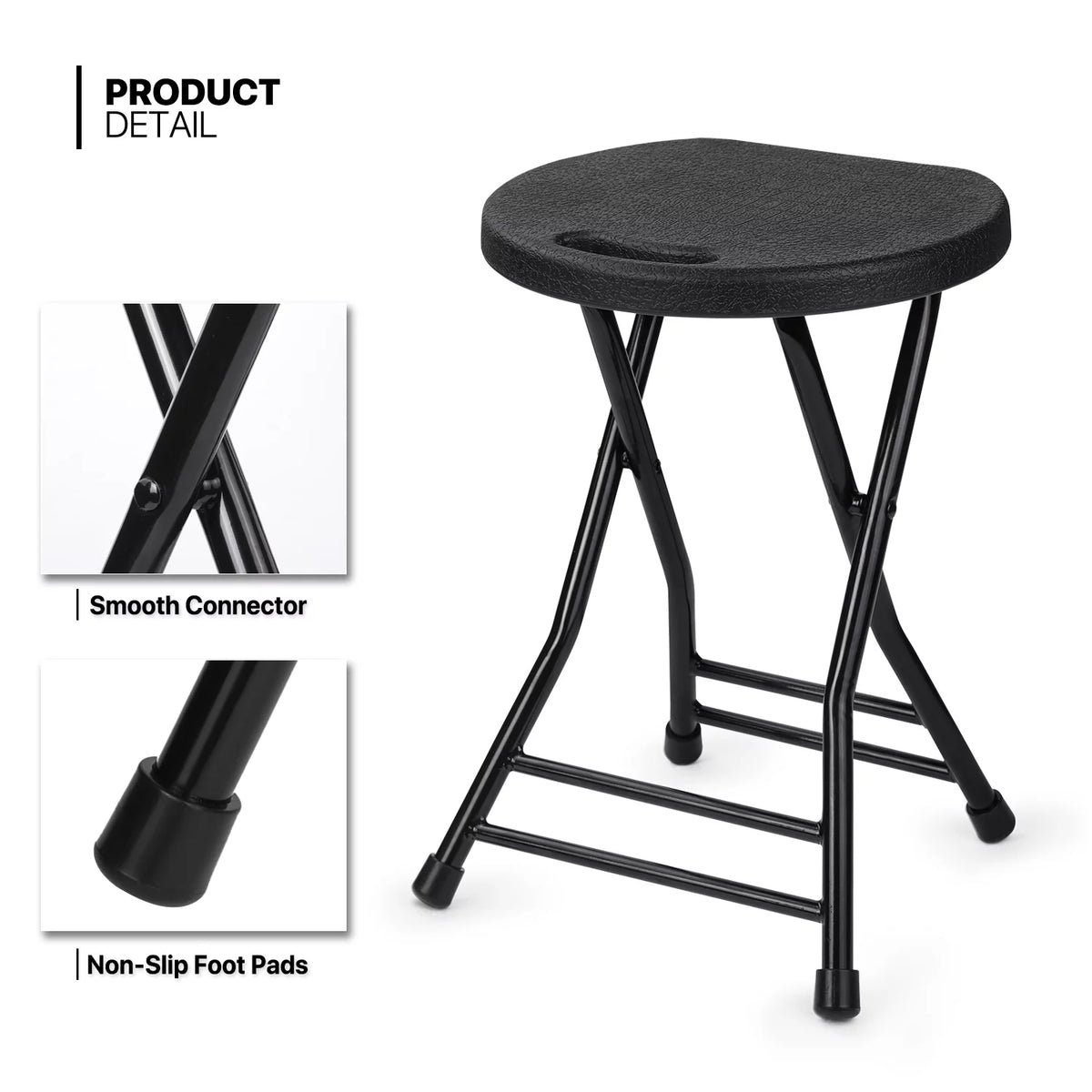 7 Pieces 5 FT Folding Round Table and Chair Set Black A703348