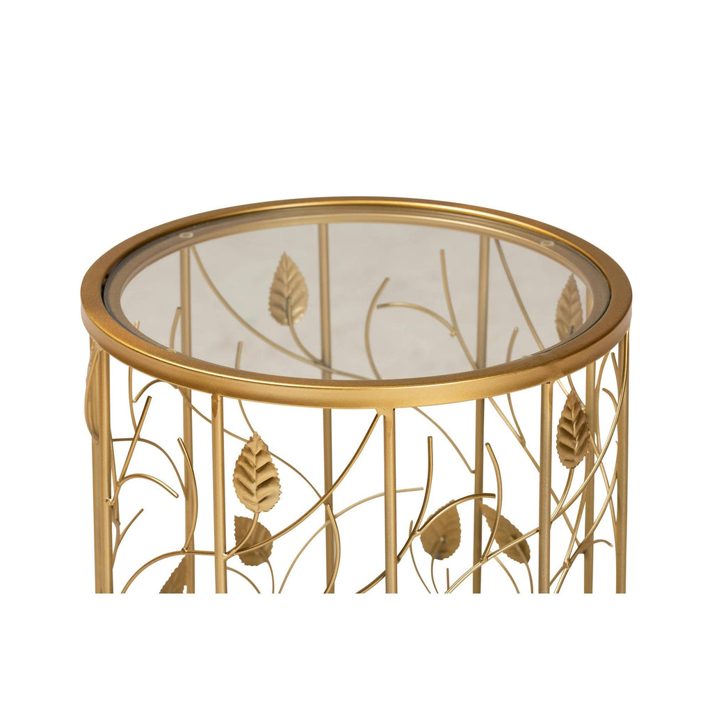 Gold Metal and Glass Leaf Accent End Table F80511