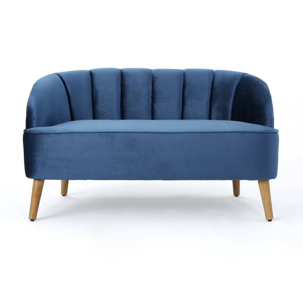 Seafoam Blue Velvet Settee I36018